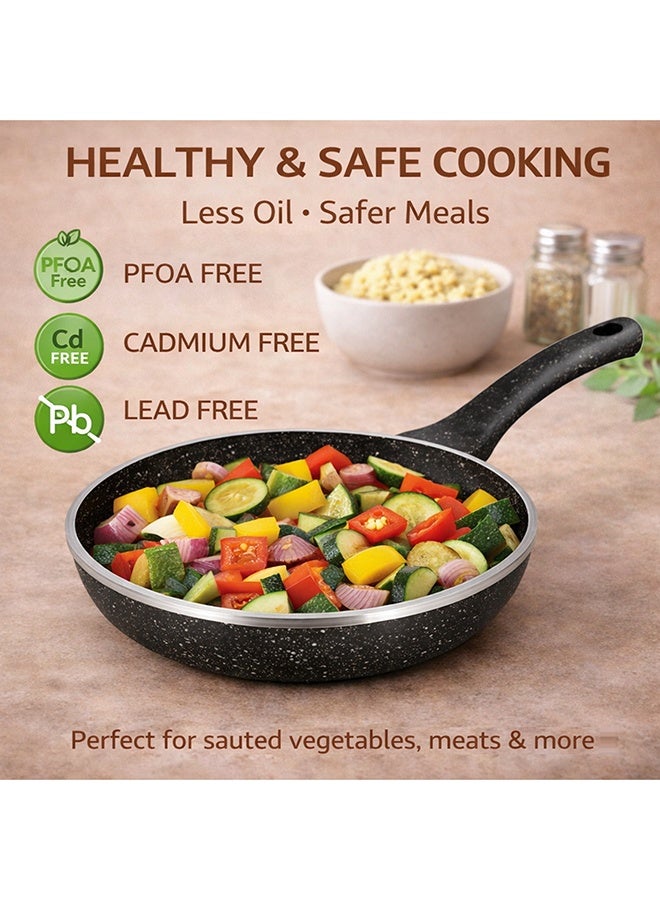 SONEX مقلاة سونيكس دايكاست إيدن غير لاصقة 24 سم، مطلية بالرخام، مقبض بارد ناعم، سهل التنظيف، خالية من PFOA، تقنية كورية لأداء يدوم - Image 4